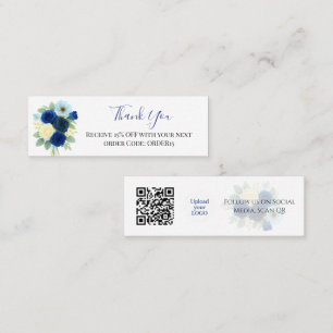 Minitarjeta De Visita Gracias Código de descuento de Rosa azul real Inse