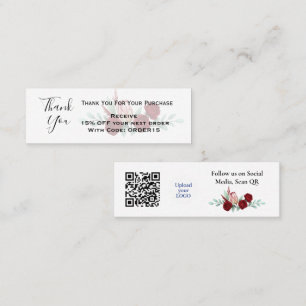Minitarjeta De Visita Gracias Código de descuento floral QR Insertar