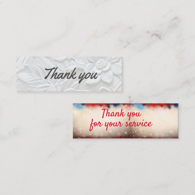 Minitarjeta De Visita Gracias/Gracias por tu servicio (Anverso / Reverso)