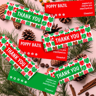 Minitarjeta De Visita Gracias Pedir Iconos De Medios Sociales XMAS Holid