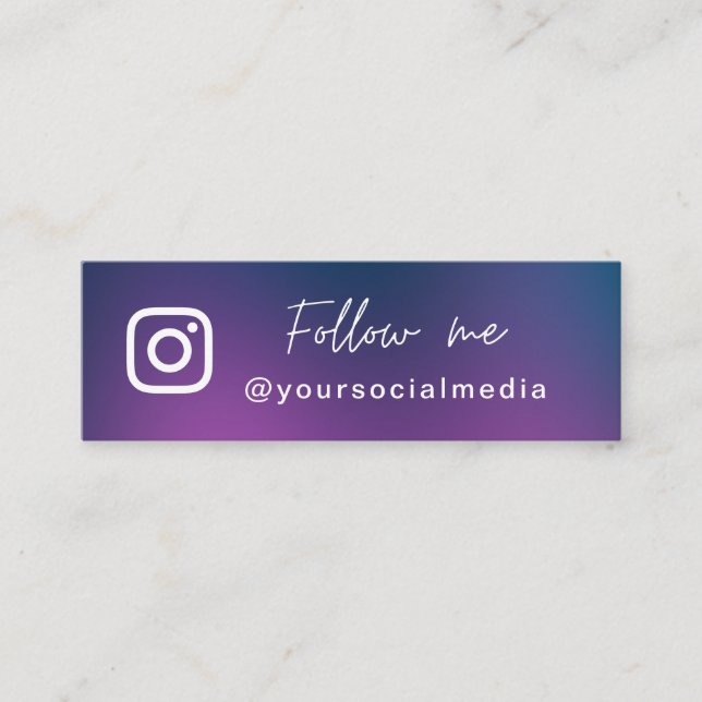 Minitarjeta De Visita Gradiente azul púrpura seguir el código QR de los  (Anverso)