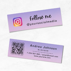 Minitarjeta De Visita Gradiente de Moda rosa morado Instagram Seguir cód