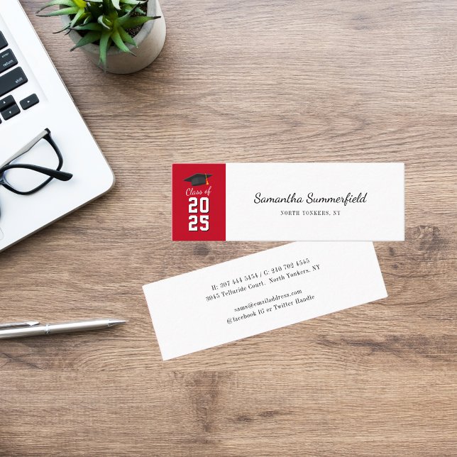 Minitarjeta De Visita Graduación 2025 Llamadas a escritura moderna (Graduation 2025 Modern Script Calling Mini Business Card)