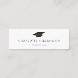 Minitarjeta De Visita Graduación Cap Modern Simple Purple Calling