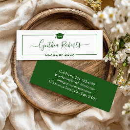 Minitarjeta De Visita Graduación de Graduación de Guión Verde Caligrafía