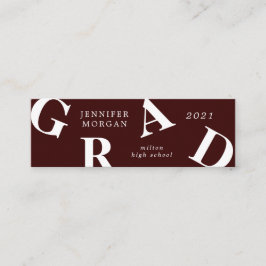 Minitarjeta De Visita graduación letras en negrita colores de escuela