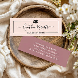Minitarjeta De Visita Graduación rosa Rosa con guión de moda