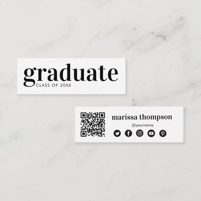 Minitarjeta De Visita Graduado Graduado Código QR Medios Sociales (Anverso / Reverso)