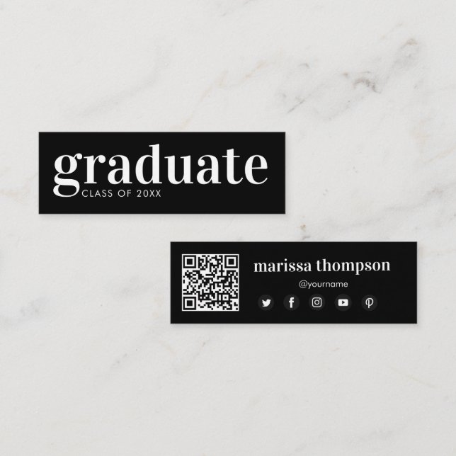 Minitarjeta De Visita Graduado Graduado Código QR Medios Sociales (Anverso / Reverso)