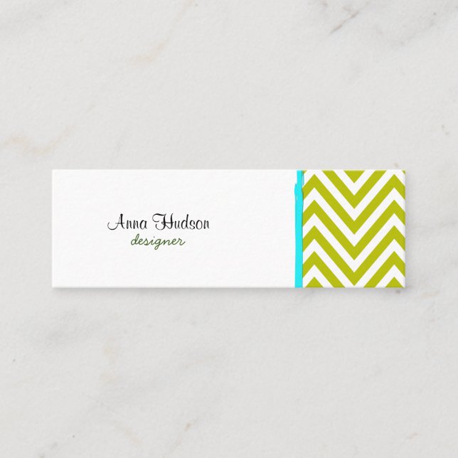 Minitarjeta De Visita Green Zigzag, Green Chevron, Zigzag Pattern (Anverso)