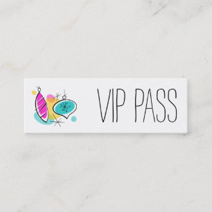 Minitarjeta De Visita Grupos Retro Baubles 'VIP PASS' delgados