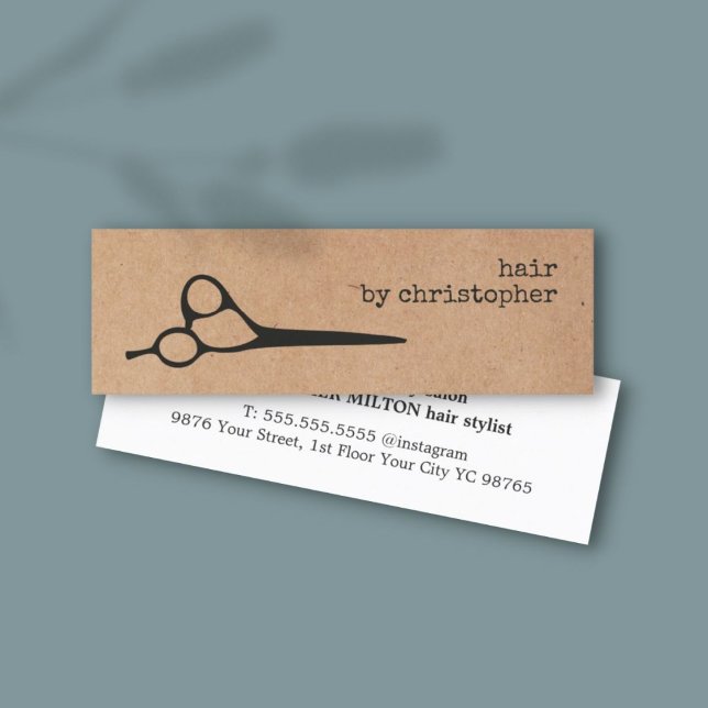 Minitarjeta De Visita Guay Elegant Kraft Paper Black Scissor Hairstylist (Subido por el creador)