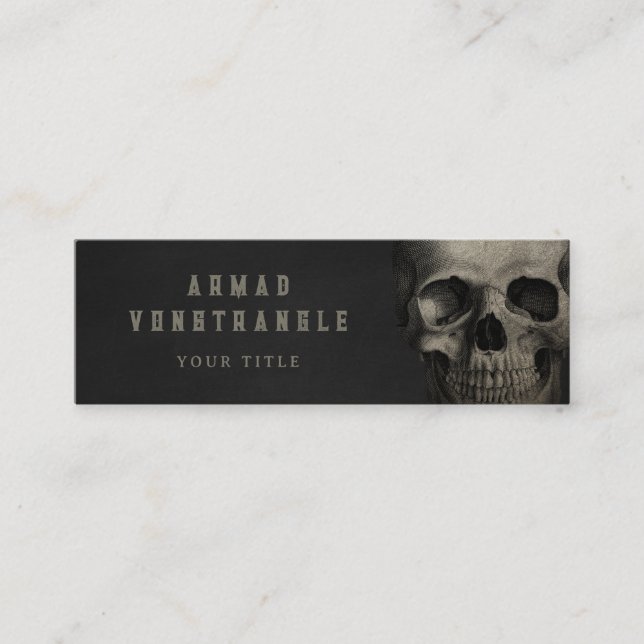 Minitarjeta De Visita Guay Vinatge Skull Typographic Black (Anverso)