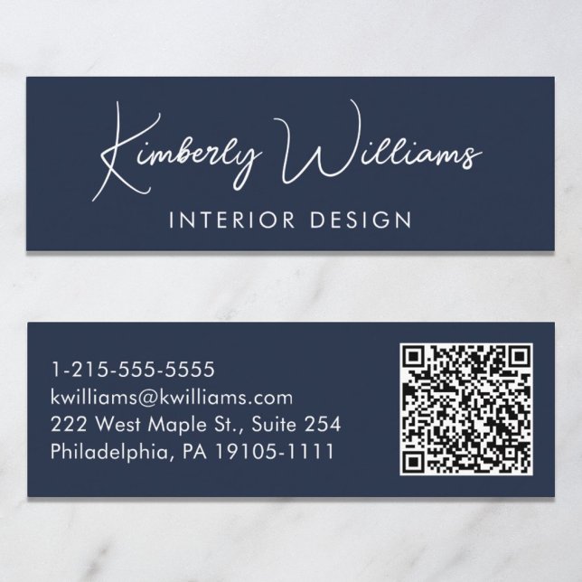 Minitarjeta De Visita Guión profesional moderno Código QR Azul (Subido por el creador)