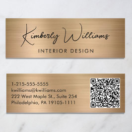 Minitarjeta De Visita Guión profesional moderno Código QR Gold
