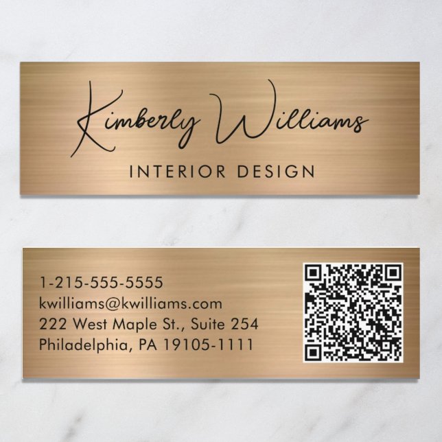 Minitarjeta De Visita Guión profesional moderno Código QR Gold (Subido por el creador)