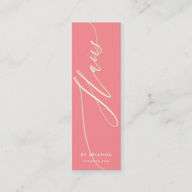 Minitarjeta De Visita Hair Beauty Salon Hairstylist Gold Script (Anverso)
