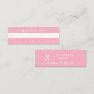 Minitarjeta De Visita Hair Salon Nombramiento Reminder Scissors Pink