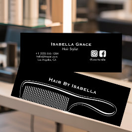 Minitarjeta De Visita Hair stylist comb modern black hair salon branding