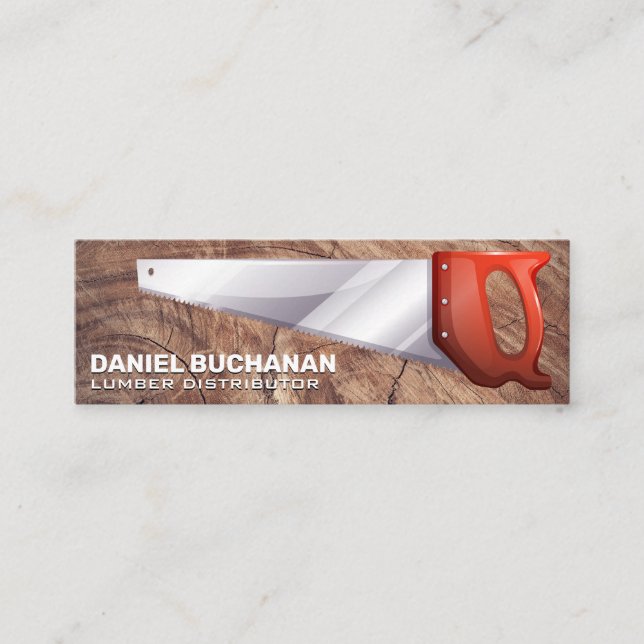 Minitarjeta De Visita Hand Saw | Fondo del grano de madera (Anverso)