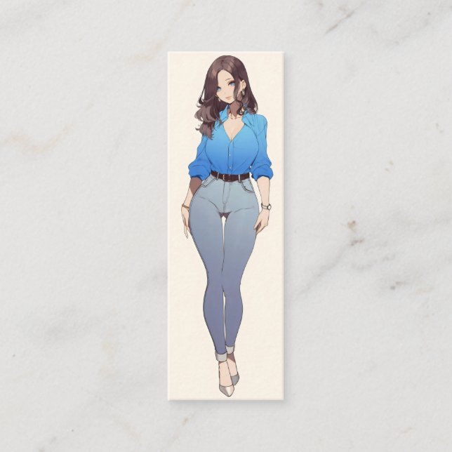 Minitarjeta De Visita Hermosa Mujer Anime (Anverso)