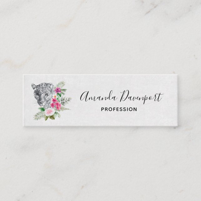 Minitarjeta De Visita Hermoso retrato de cabeza de leopardo en acuarela (Anverso)