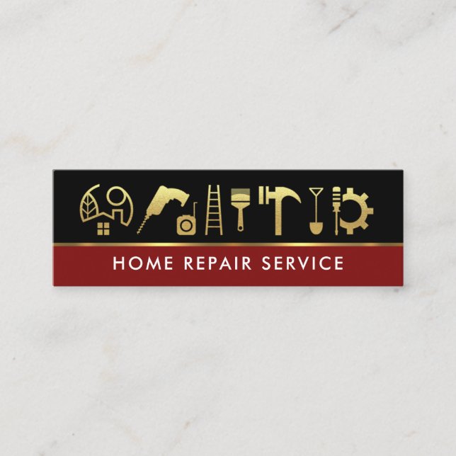 Minitarjeta De Visita Herramientas de construcción de líneas rojas de or (Anverso)