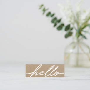 Minitarjeta De Visita Hola White Script Typography Kraft Business Card