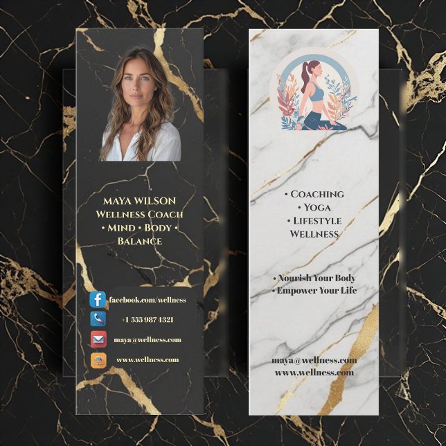Minitarjeta De Visita Holistic Wellness Coach Black White Luxury Modern  (Holistic Wellness Coach Black White Luxury Modern Mini Business Card)