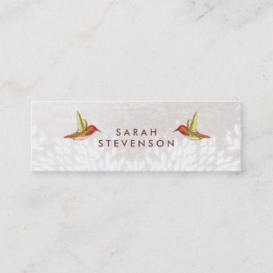 Minitarjeta De Visita Hummingbird caprichoso en hojas blancas es creativ