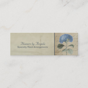 Minitarjeta De Visita Hydrangea azul del vintage en caligrafía antigua