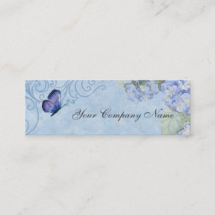 Minitarjeta De Visita Hydrangeas azules, mariposa y floral moderno del