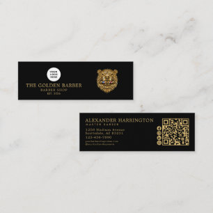 Minitarjeta De Visita Iconos Sociales Código Qr Barbería Golden Beaver