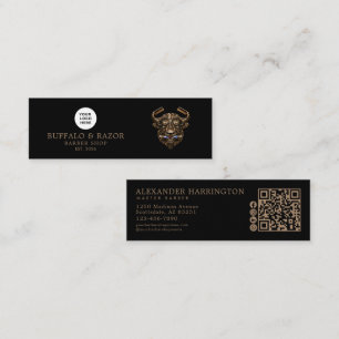 Minitarjeta De Visita Iconos Sociales Código Qr de Bronce de Barbería