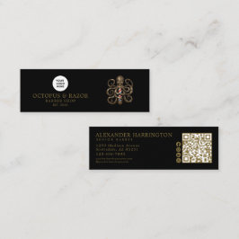 Minitarjeta De Visita Iconos Sociales Código Qr Pulpo De Bronce Barbería