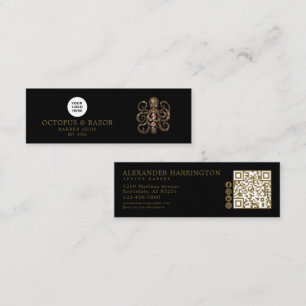 Minitarjeta De Visita Iconos Sociales Código Qr Pulpo De Bronce Barbería