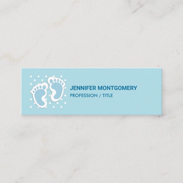 Minitarjeta De Visita Ilustracion de pies de niño pequeño azul (Anverso)