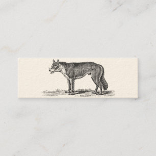 Minitarjeta De Visita Ilustracion del lobo del vintage - plantilla de