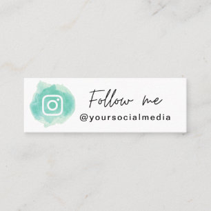 Minitarjeta De Visita Imagen de color de agua verde Sígueme Moda de códi