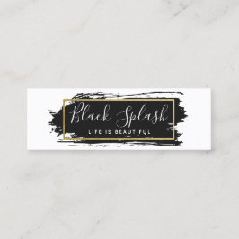 Minitarjeta De Visita Influencia social Black Paint Stroke y oro moderno