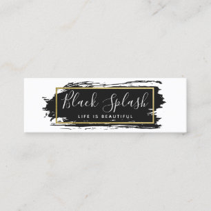 Minitarjeta De Visita Influencia social Black Paint Stroke y oro moderno