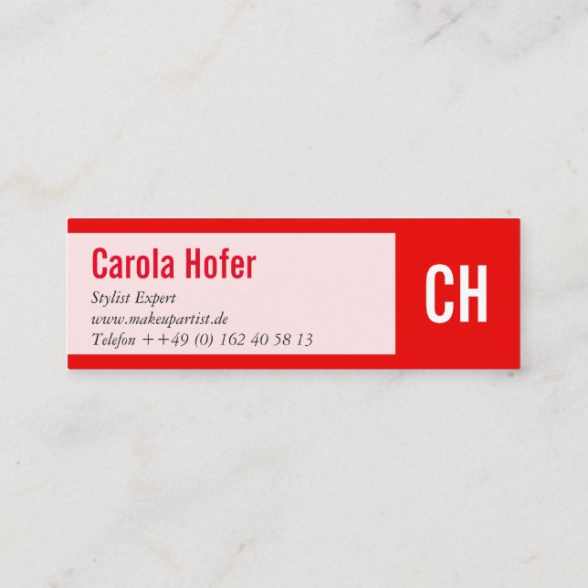 Minitarjeta De Visita Iniciales en rojo (Reverso)