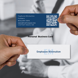 Minitarjeta De Visita Iniciales simples en blanco y azul Minimalista