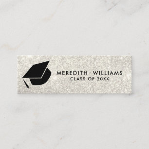 Minitarjeta De Visita Insertar graduación de tapón blanco Purpurina