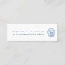 Minitarjeta De Visita Insertar sitio web de Boda de cerámica azul blanco