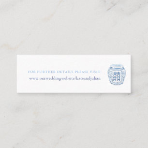 Minitarjeta De Visita Insertar sitio web de Boda de cerámica azul blanco