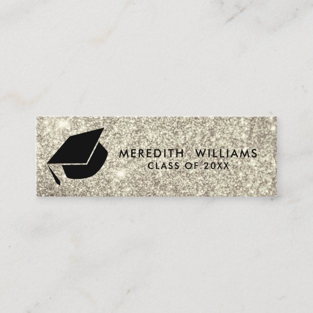 Minitarjeta De Visita Inserto de graduación de tapa de Purpurina platead (Anverso)