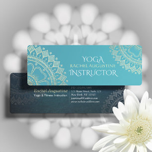 Minitarjeta De Visita Instructor de Meditación de Yoga Mandala Verde Azu