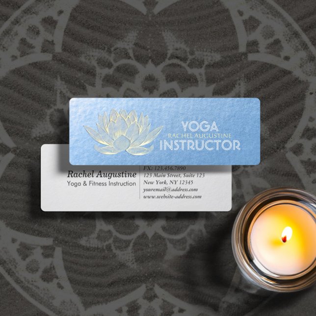 Minitarjeta De Visita Instructor de Reiki de Meditación de Yoga Blue Gol (Subido por el creador)