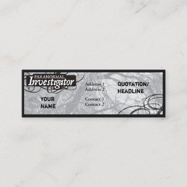 Minitarjeta De Visita Investigador paranormal (Anverso)